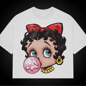 White T-Shirt with Cartoon Graphic